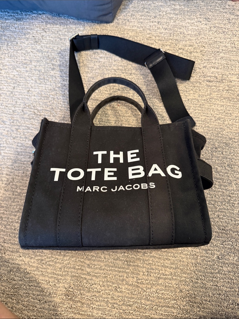 Marc Jacobs Black Canvas Tote with White Logo